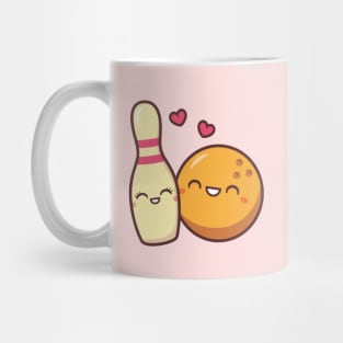 Cute Lovestruck Bowling Pin and Ball Mug